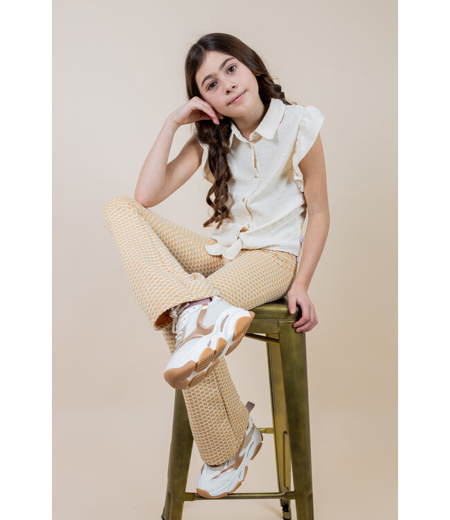 MAYCE zomer flair broek meisjes - oker geel - print