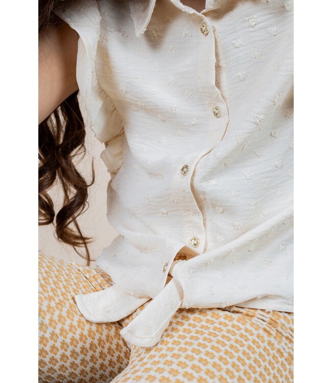 MAYCE zomer flair broek meisjes - oker geel - print