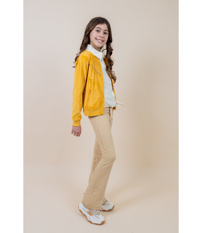 MAYCE zomer flair broek meisjes - oker geel - print
