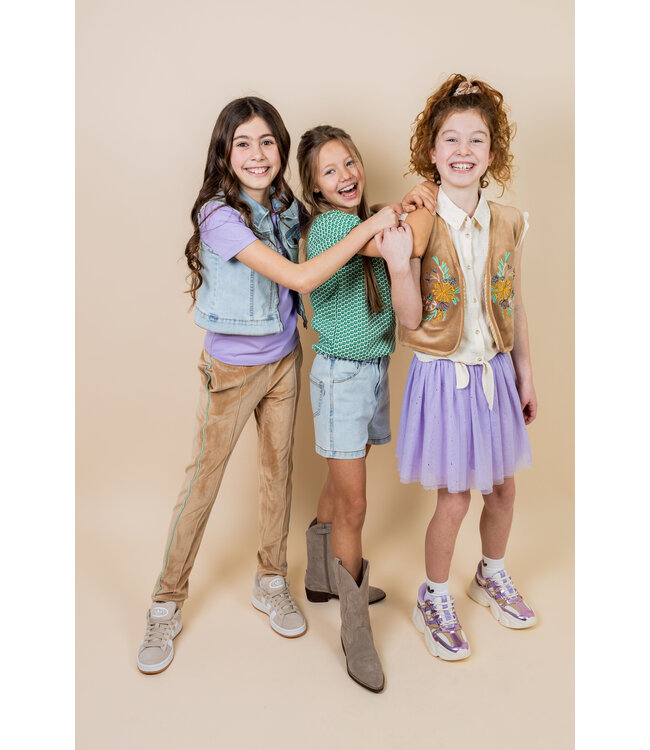 MAYCE zomer broek meisjes - taupe - velvet