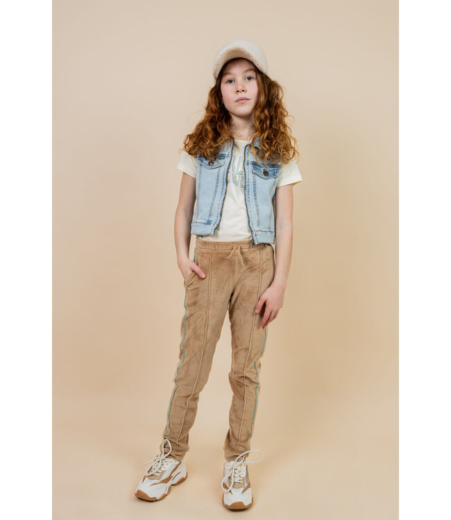 MAYCE zomer broek meisjes - taupe - velvet