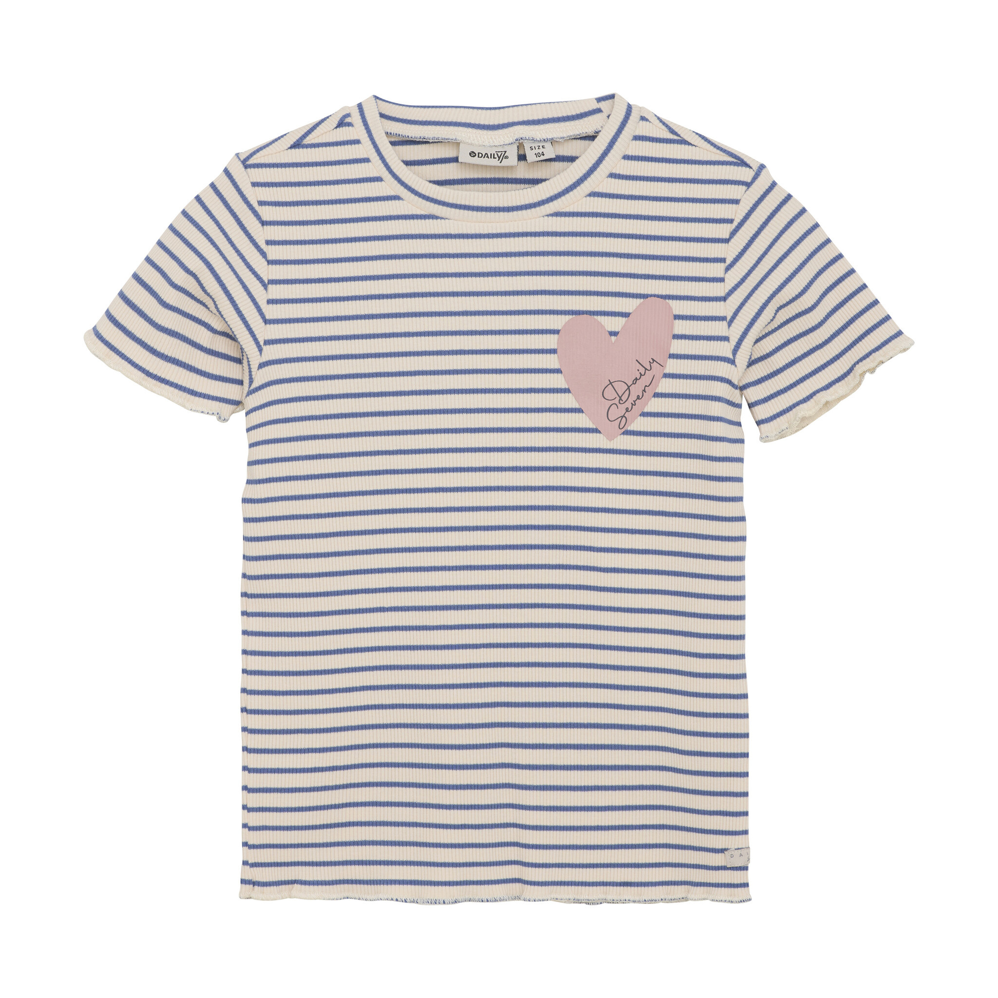 Daily7 Zomer T-shirt S/S meisjes - wit - gestreept afbeelding