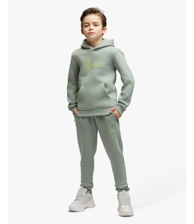 Malelions Zomer sweat broek jongens - agave groen - Signature - gestreept