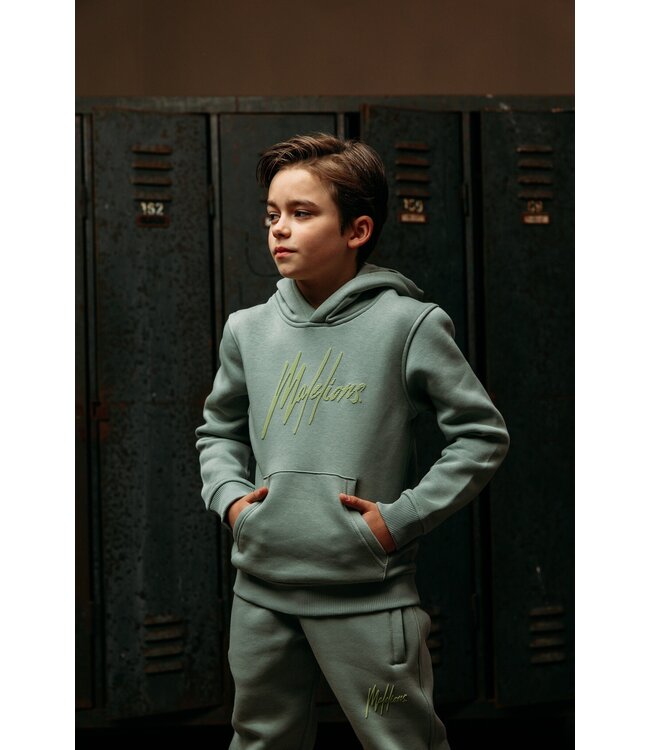 Malelions Zomer sweat broek jongens - agave groen - Signature - gestreept