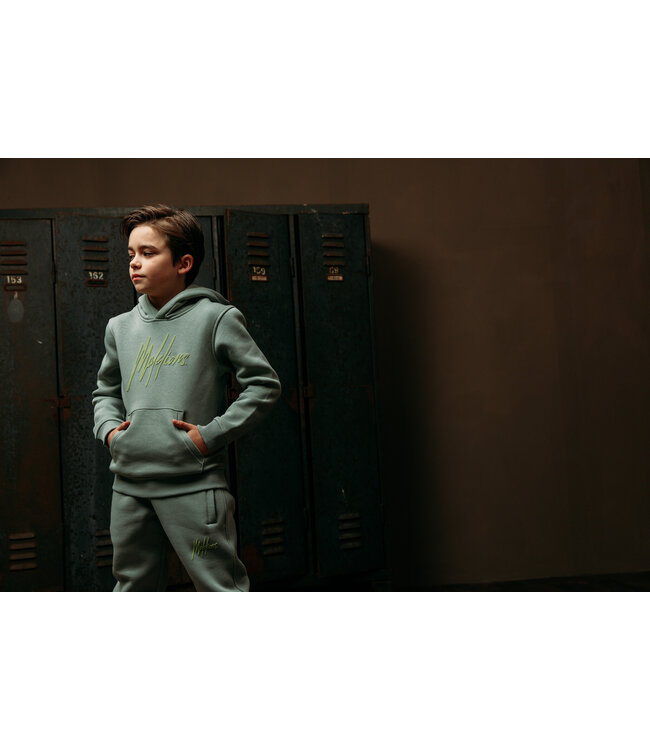 Malelions Zomer sweat broek jongens - agave groen - Signature - gestreept