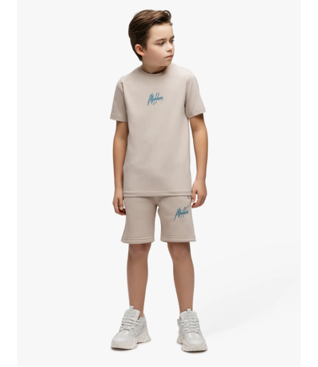 Malelions Zomer short jongens - taupe - Signature - gestreept