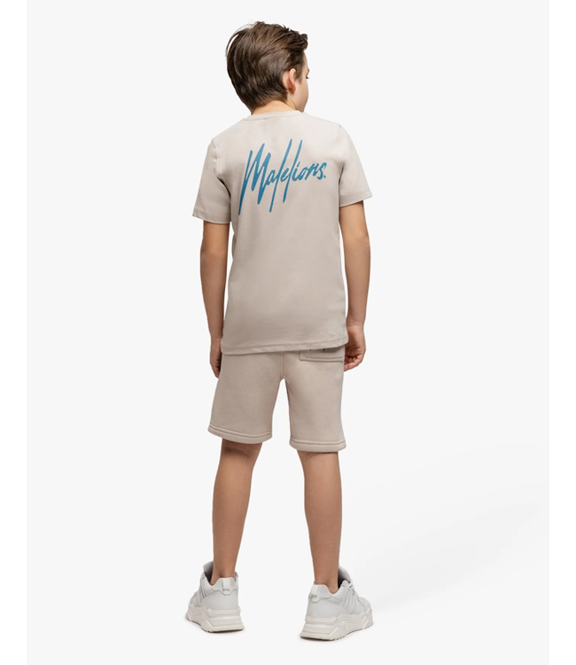 Malelions Zomer short jongens - taupe - Signature - gestreept
