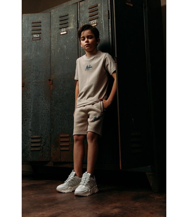 Malelions Zomer short jongens - taupe - Signature - gestreept