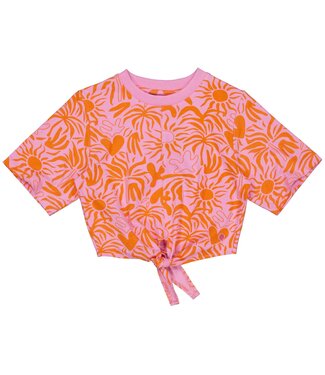Quapi Zomer shirt meisjes - roze - AOP bloemen -  Zem