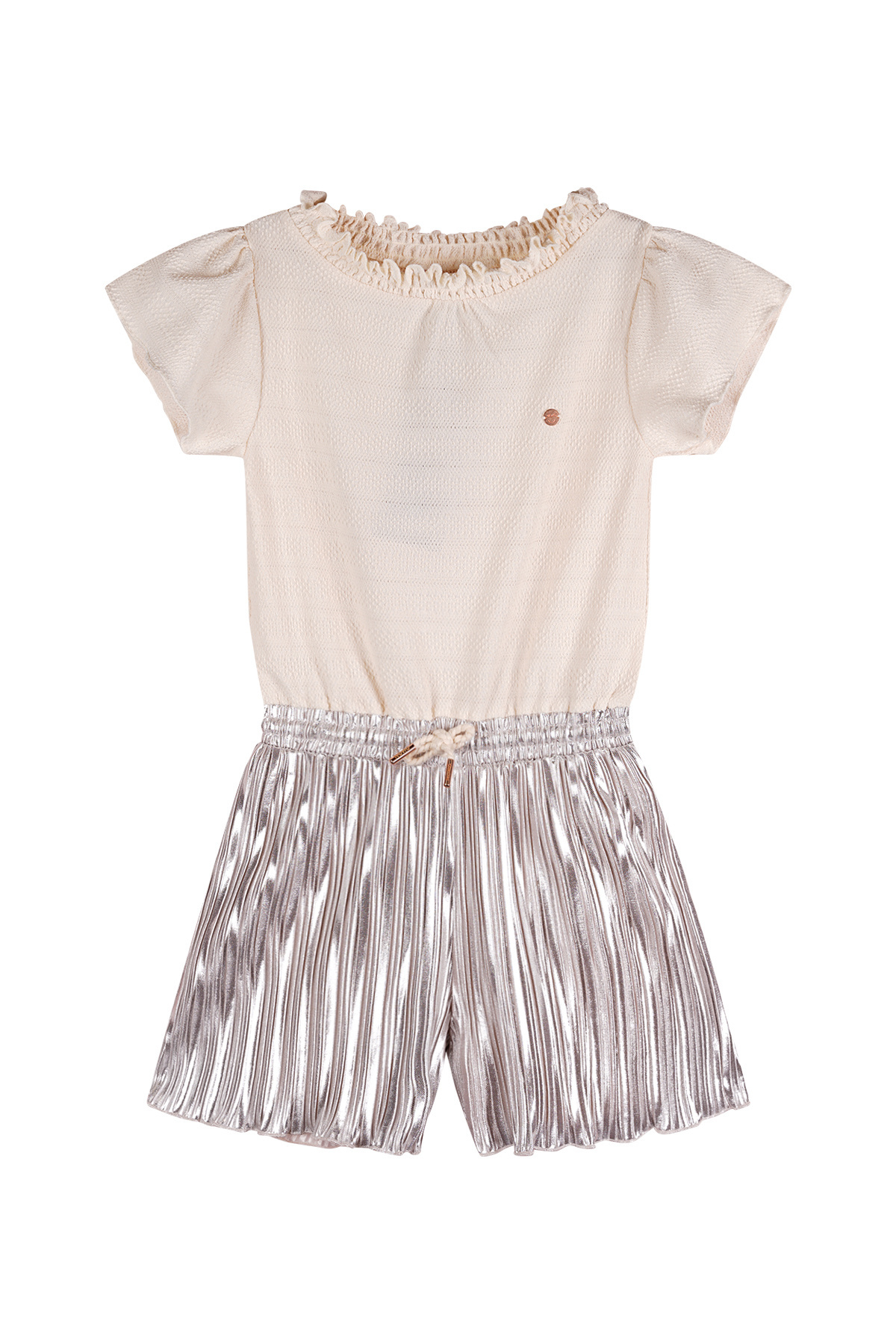 NoNo zomer jumpsuit meisjes - ivoor wit - jersey, plissee - Syl afbeelding