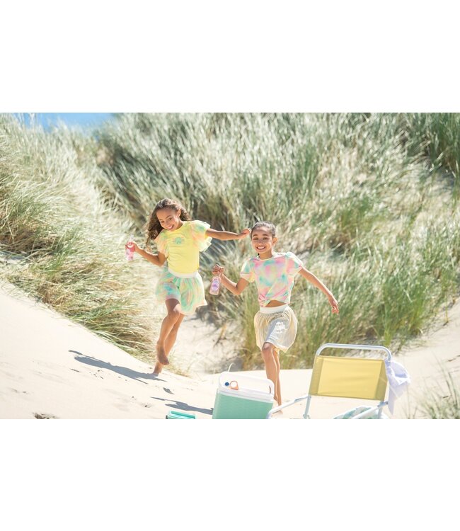 B.Nosy zomer top meisjes - roze/geel/groen AOP - knoop - Bonny