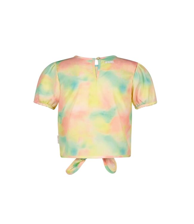 B.Nosy zomer top meisjes - roze/geel/groen AOP - knoop - Bonny