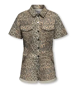 Kids ONLY zomer jumpsuit meisjes - AOP - bruin - Kognaomi-castel