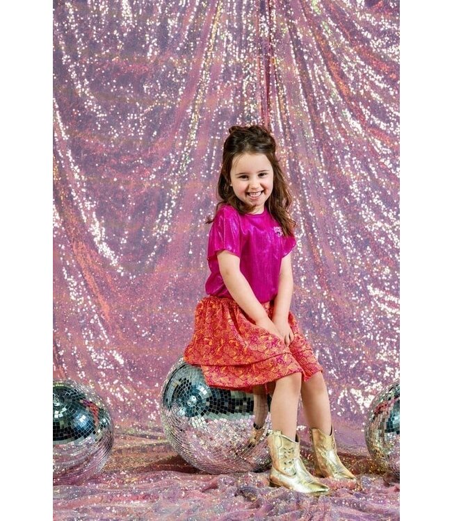 B.Nosy zomer top meisjes - K3 - sugar plum roze AOP - metallic, plissee - Brynn