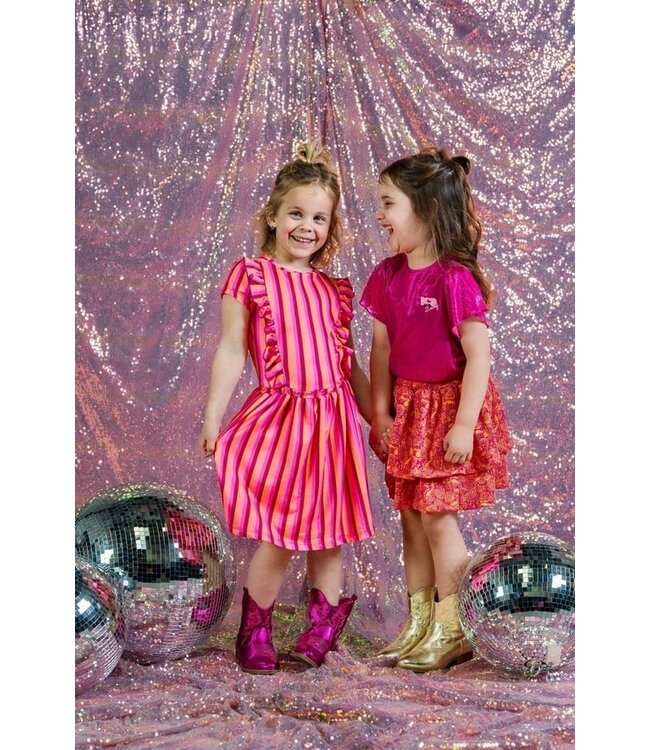 B.Nosy zomer top meisjes - K3 - sugar plum roze AOP - metallic, plissee - Brynn