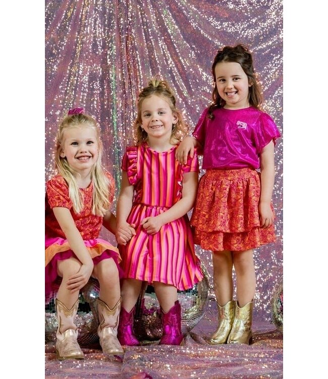 B.Nosy zomer top meisjes - K3 - sugar plum roze AOP - metallic, plissee - Brynn