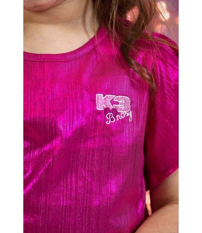 B.Nosy zomer top meisjes - K3 - sugar plum roze AOP - metallic, plissee - Brynn