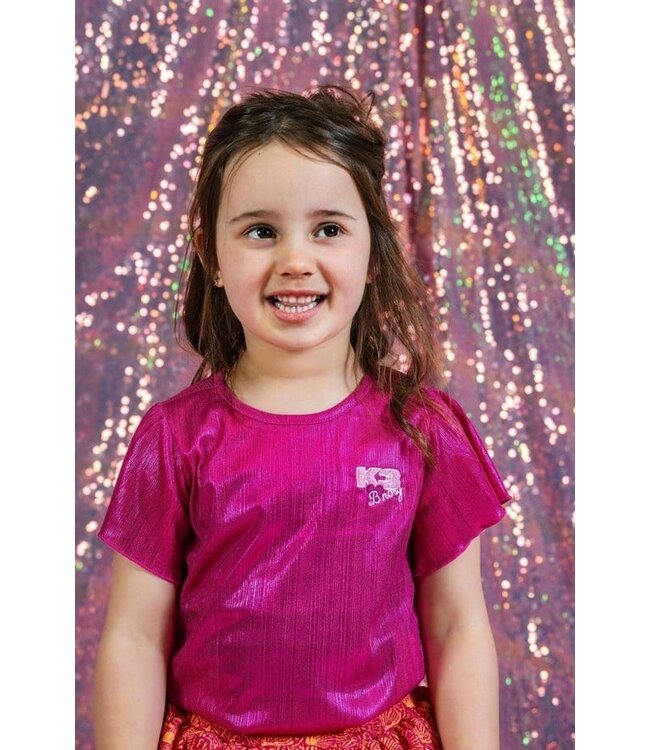 B.Nosy zomer top meisjes - K3 - sugar plum roze AOP - metallic, plissee - Brynn