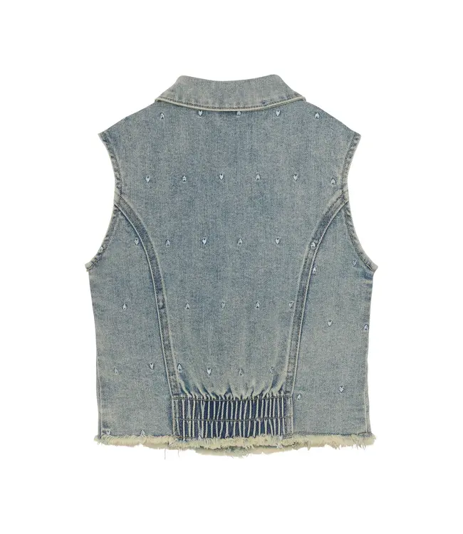 Daily7 Zomer gilet meisjes - medium blauw - denim AOP