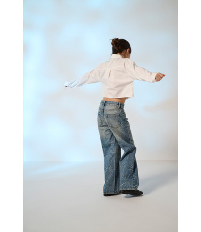 Kids ONLY zomer jeans broek meisjes - blauw, wide leg fit - Koghope