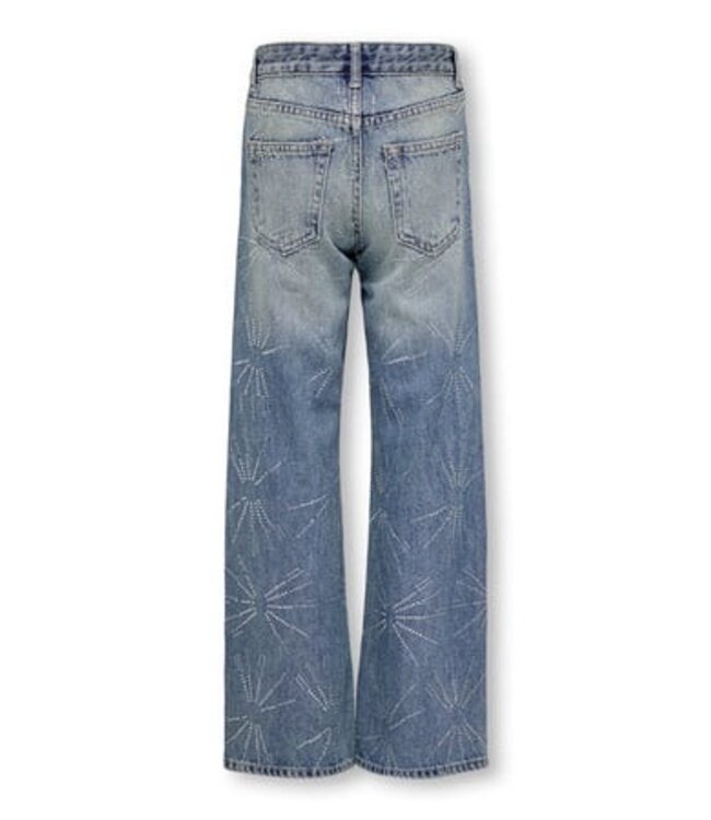 Kids ONLY zomer jeans broek meisjes - blauw, wide leg fit - Koghope