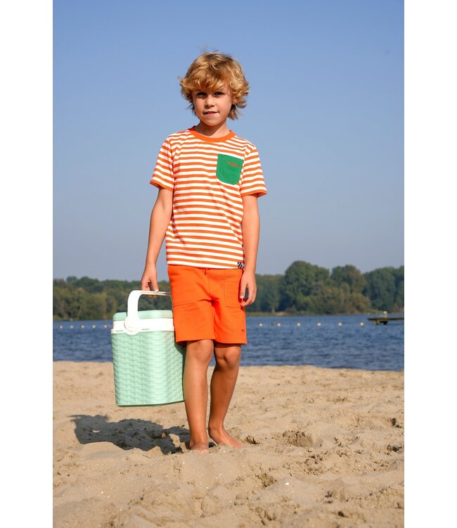 B.Nosy zomer t-shirt jongens - oranje gestreept - Tripp
