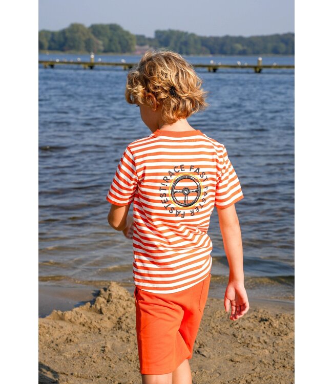 B.Nosy zomer t-shirt jongens - oranje gestreept - Tripp