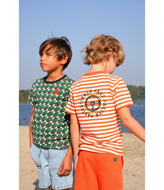 B.Nosy zomer t-shirt jongens - oranje gestreept - Tripp