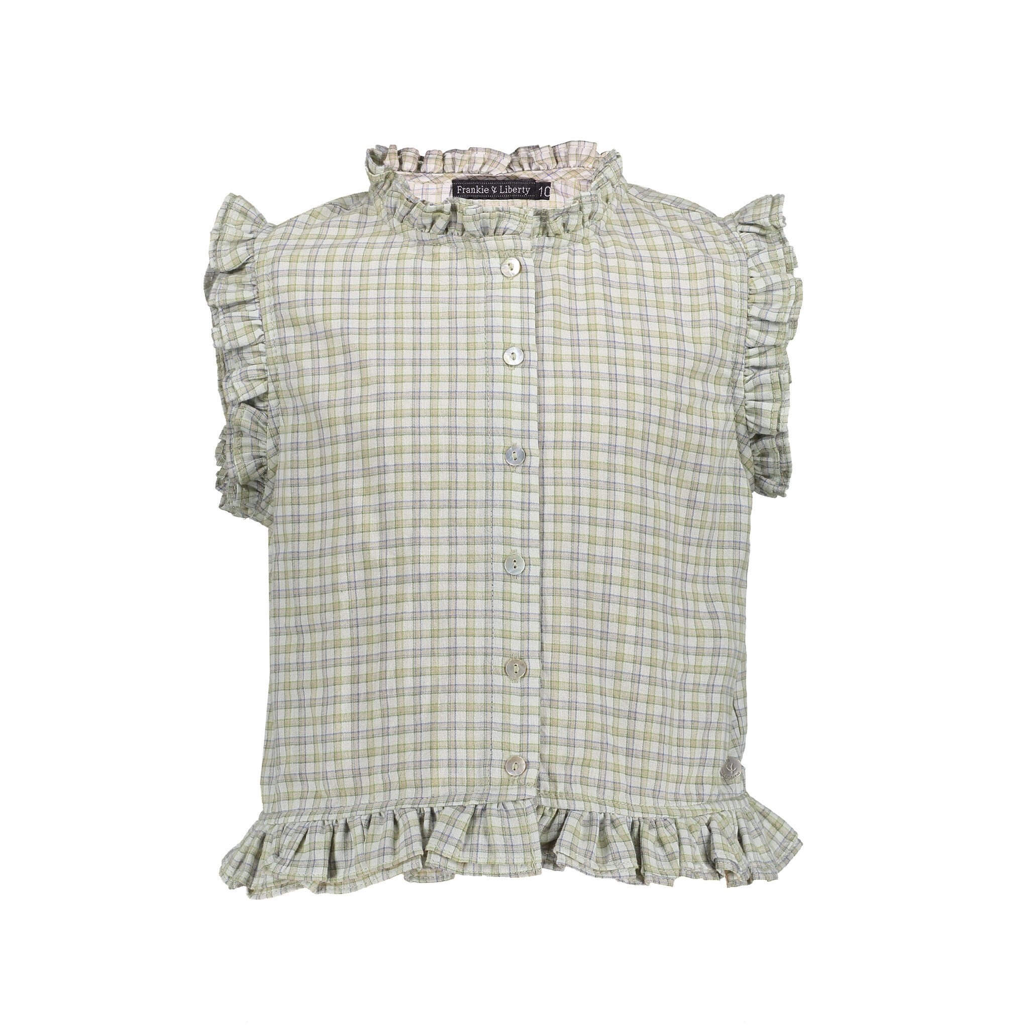 Frankie & Liberty Zomer blouse meisjes - groen grijs - geruit - Romila afbeelding