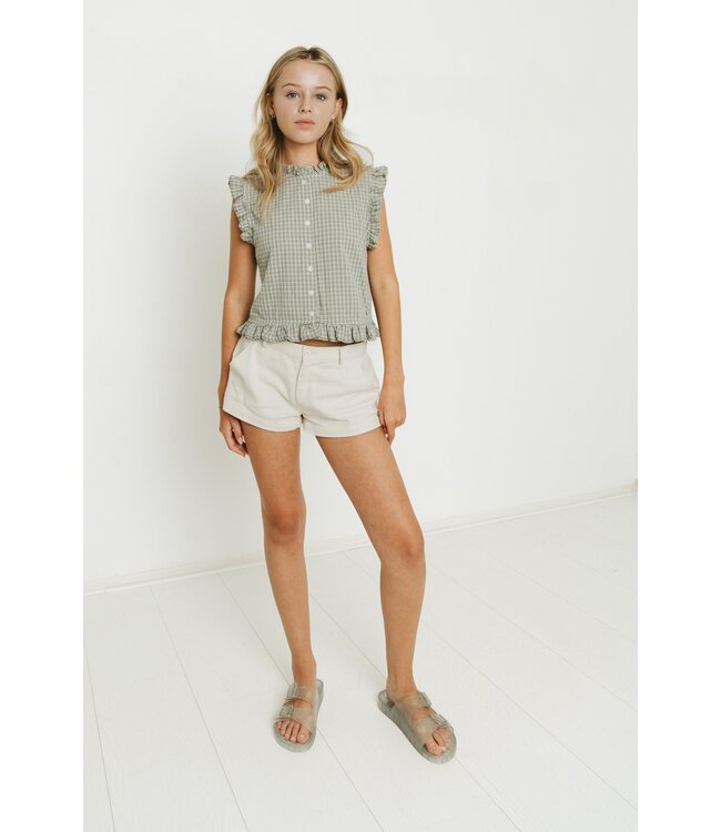 Frankie & Liberty Zomer blouse meisjes - groen grijs - geruit - Romila