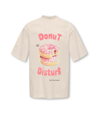 Kids ONLY winter t-shirt meisjes - beige - KogBabette - loose fit, korte mouw