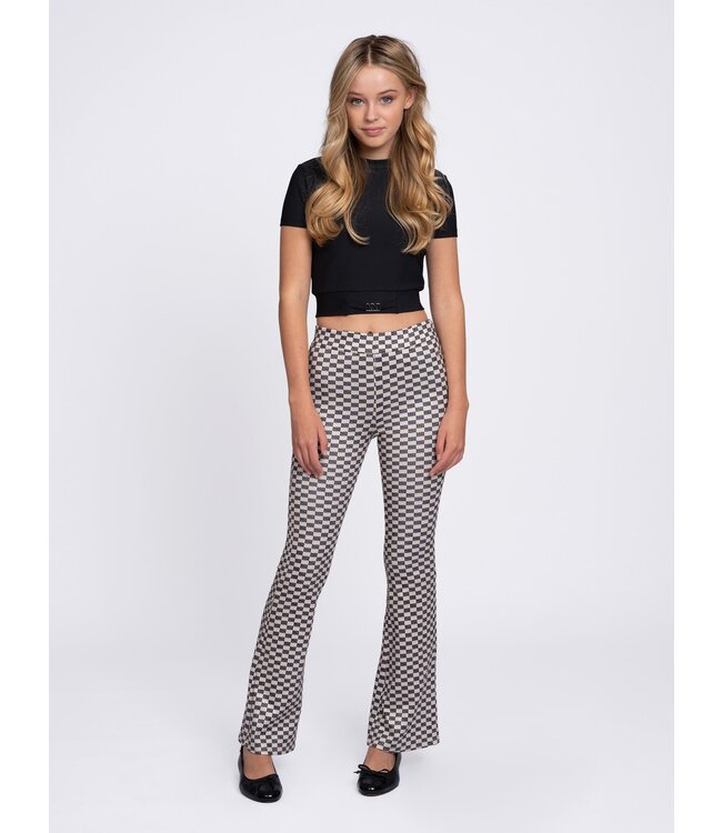 Nik&Nik zomer broek meisjes - taupe / zwart - Gigie