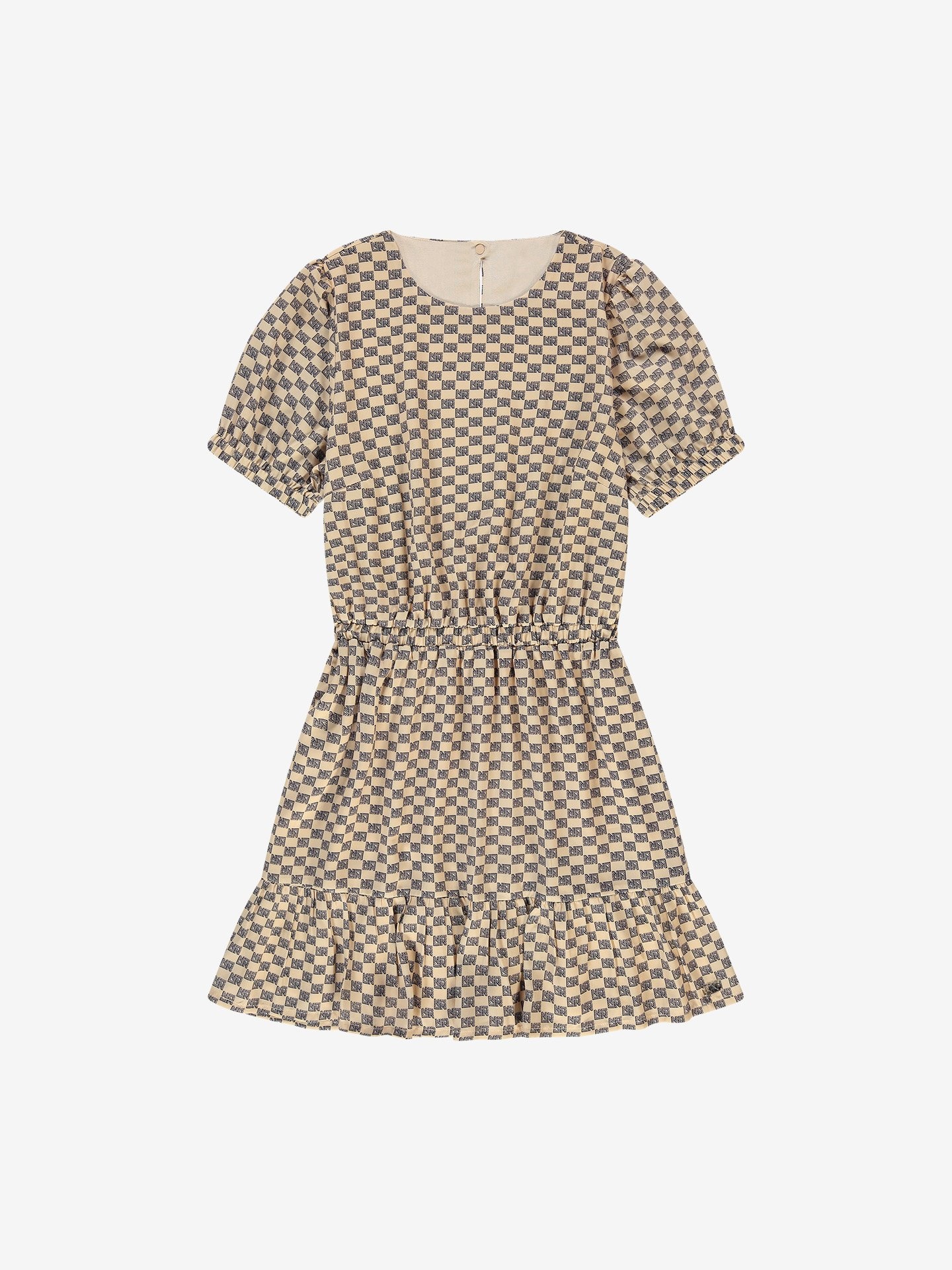 Nik&Nik zomer jurk meisjes - taupe - zwart - Bailey