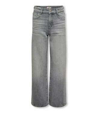 Kids ONLY winter jeansbroek meisjes - grijs - KogCobain - wide leg fit, glitter steentjes