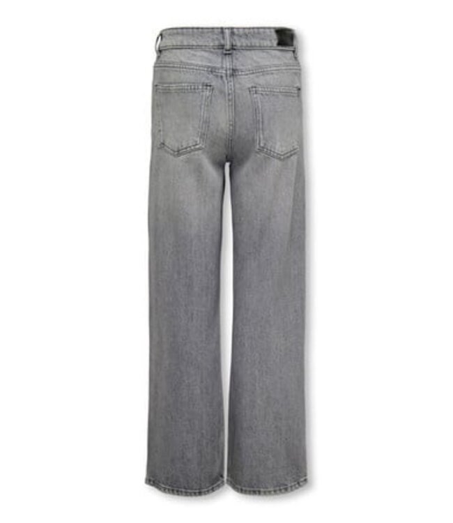 Kids ONLY winter jeansbroek meisjes - grijs - KogCobain - wide leg fit, glitter steentjes