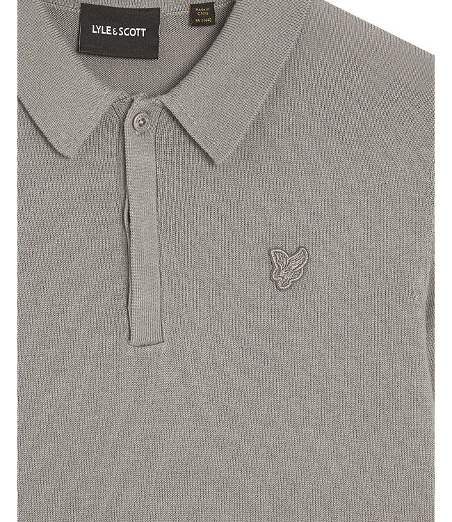 Lyle & Scott winter polo shirt jongens - grijs - longsleeve, gebreid
