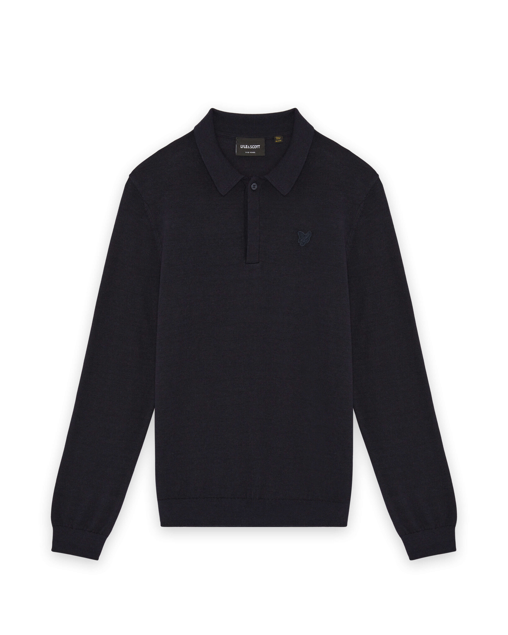 Lyle & Scott winter polo shirt jongens - donker navy blauw - longsleeve, gebreid afbeelding