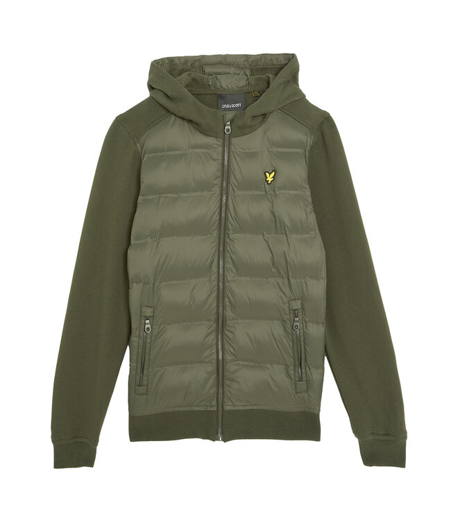 Lyle & Scott winter hybrid hoodie jongens - donker groen