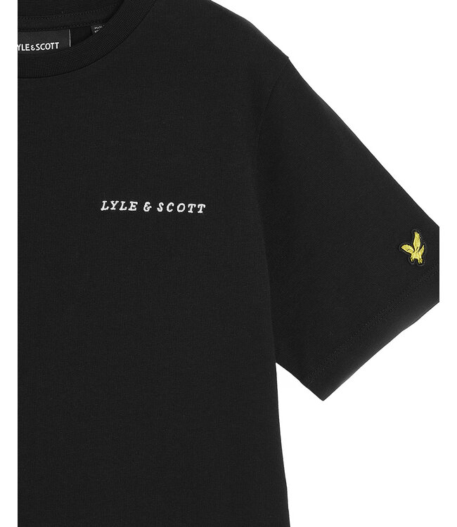 Lyle & Scott winter t-shirt jongens - zwart - geborduurd