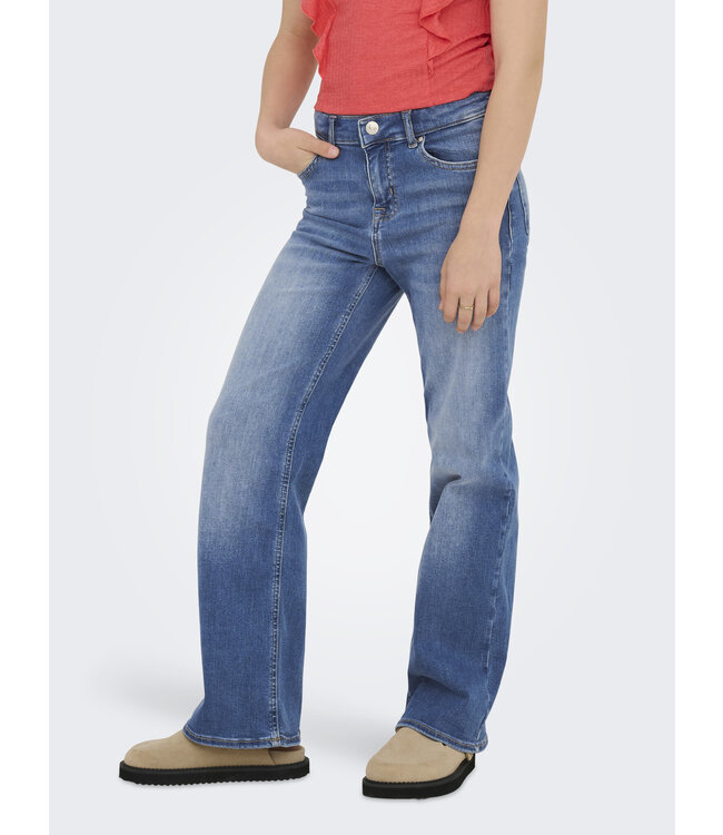 Kids ONLY winter jeansbroek meisjes - blauw - KogMadison - wide leg fit