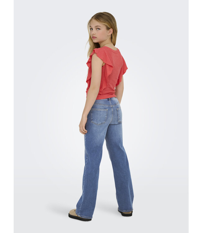Kids ONLY winter jeansbroek meisjes - blauw - KogMadison - wide leg fit