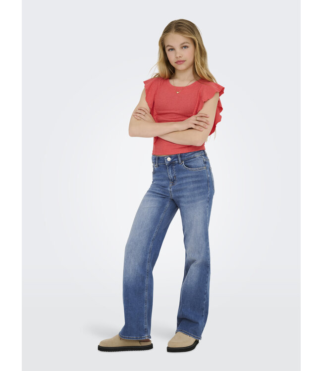 Kids ONLY winter jeansbroek meisjes - blauw - KogMadison - wide leg fit