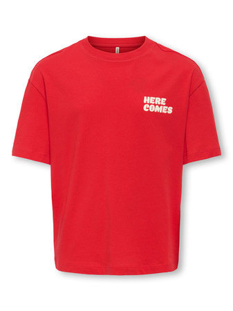 Kids ONLY winter top meisjes - rood - KogEllie - oversize fit, korte mouw afbeelding