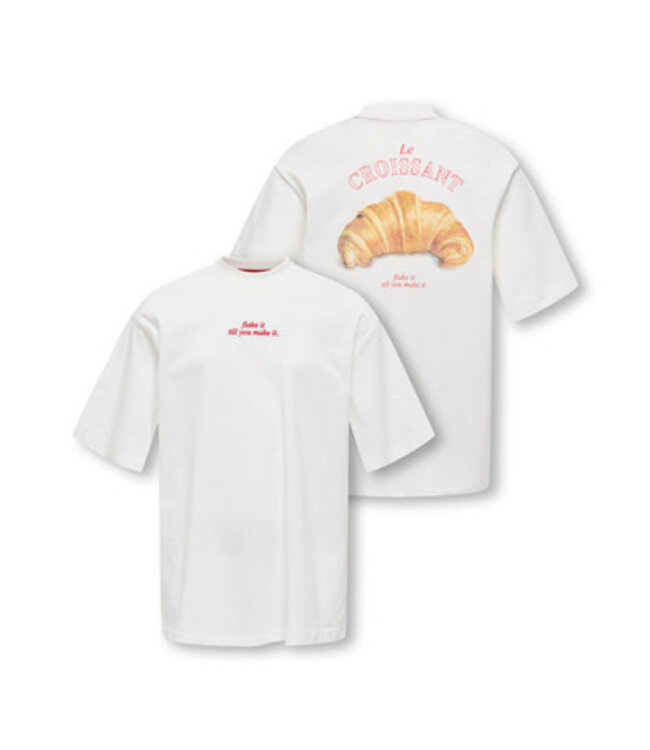 Kids ONLY winter t-shirt meisjes - wit - KogBabette - loose fit, korte mouw