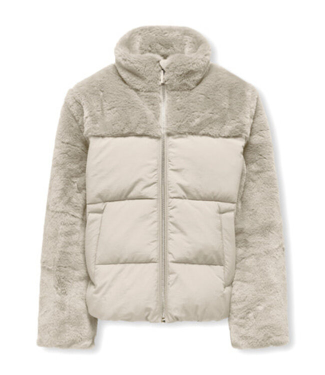 Kids ONLY winter winterjas meisjes - beige - KogWanja - puffer
