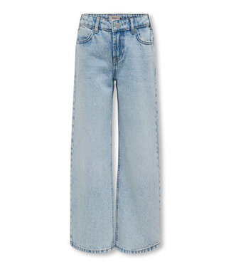 Kids ONLY winter jeansbroek meisjes - blauw - KogCobain - straight fit, glitter steentjes