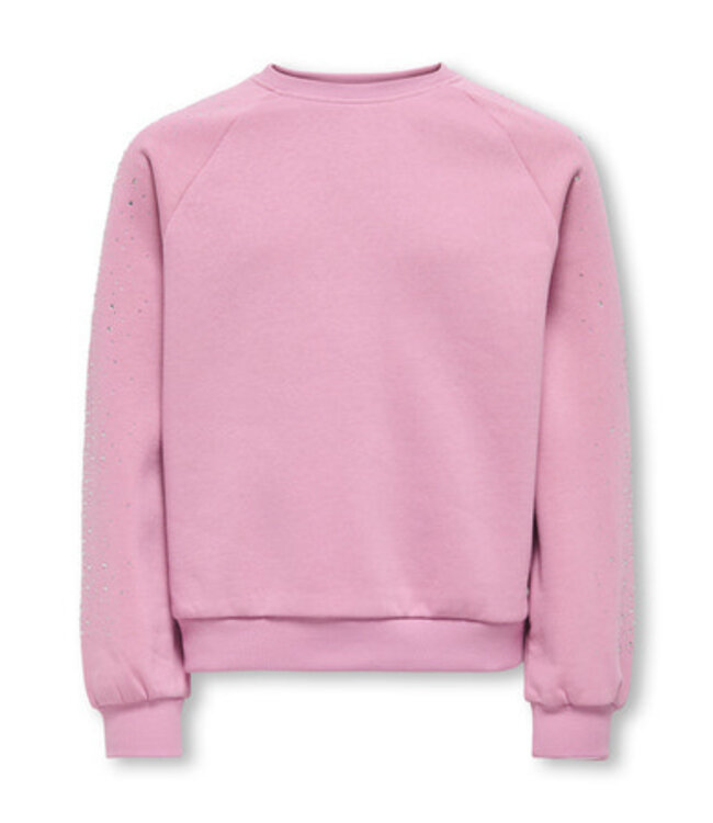 Kids ONLY winter sweater meisjes - roze - KogZenna - oversize fit, glitter steentjes