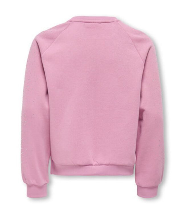 Kids ONLY winter sweater meisjes - roze - KogZenna - oversize fit, glitter steentjes