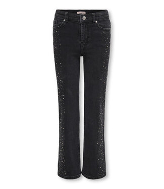 Kids ONLY winter jeansbroek meisjes - zwart - KogJuicy - wide leg fit, glitter steentjes Kids ONLY winter jeansbroek meisjes - zwart - KogJuicy - wide leg fit, glitter steentjes