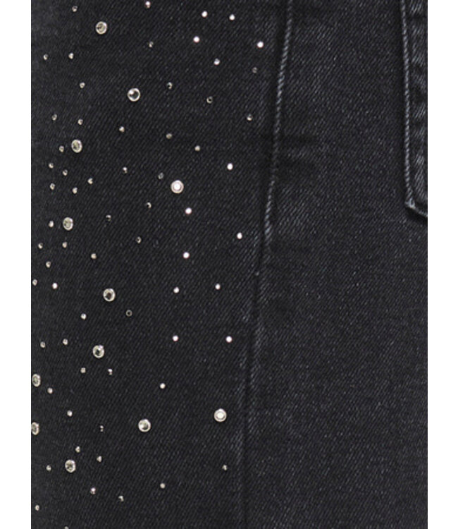Kids ONLY winter jeansbroek meisjes - zwart - KogJuicy - wide leg fit, glitter steentjes